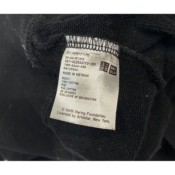Keith Haring x Uniqlo Black Sweatshirt Big Spell out Size M - Picture 4 of 6